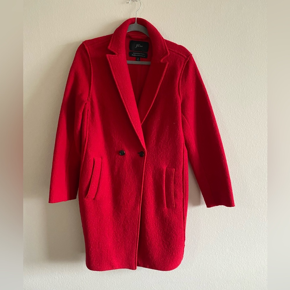 JCrew Italian Boiled Wool Red Coat